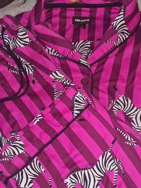 Room Service Zebra Stripe Pink Button-Up Pajama Top